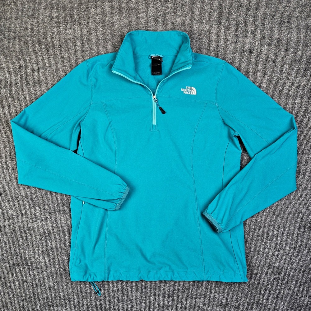 The North Face 1/4 Zip Softshell Pullover Top Jacket Women's L Teal GREEN Hiking